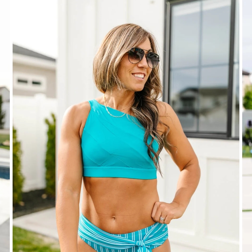 One-Shoulder Blue Swim top - KIAVA NWT